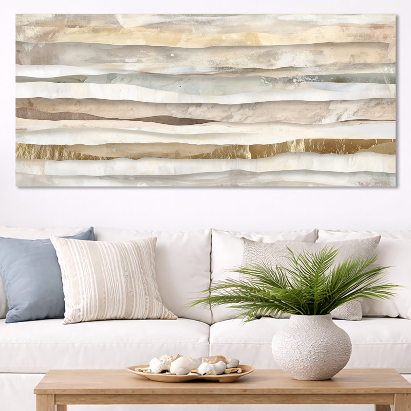 Art mural abstrait vague, décor de toile océan, vagues côtières abstraites, Toile tendue, 28" H x 60" W