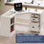 Bureau de direction en L 58 po avec 2 grandes tablettes ouvertes et 3 tiroirs, bureau d'angle, bureaux d'ordinateur