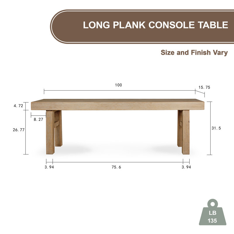 Capri 100'' W Solid Wood Console Table