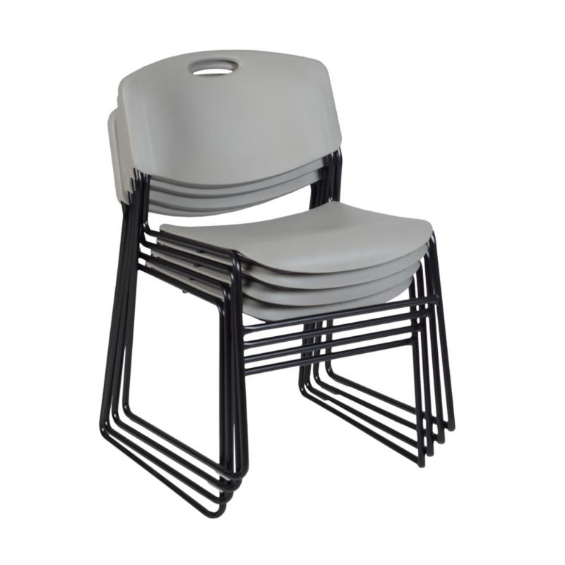 Plateau de table Kee, 4 chaises empilables Zeng, Érable / noir, H 29 po x l 36 po x P 36 po, Gris
