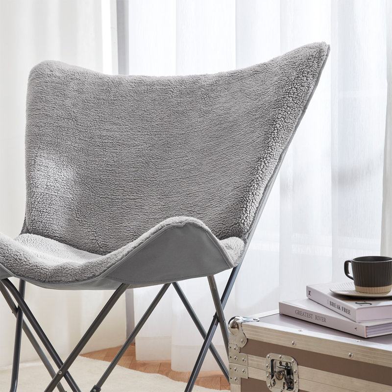 Classic Gray Microfiber Oversized Butterfly Chair with Steel Frame