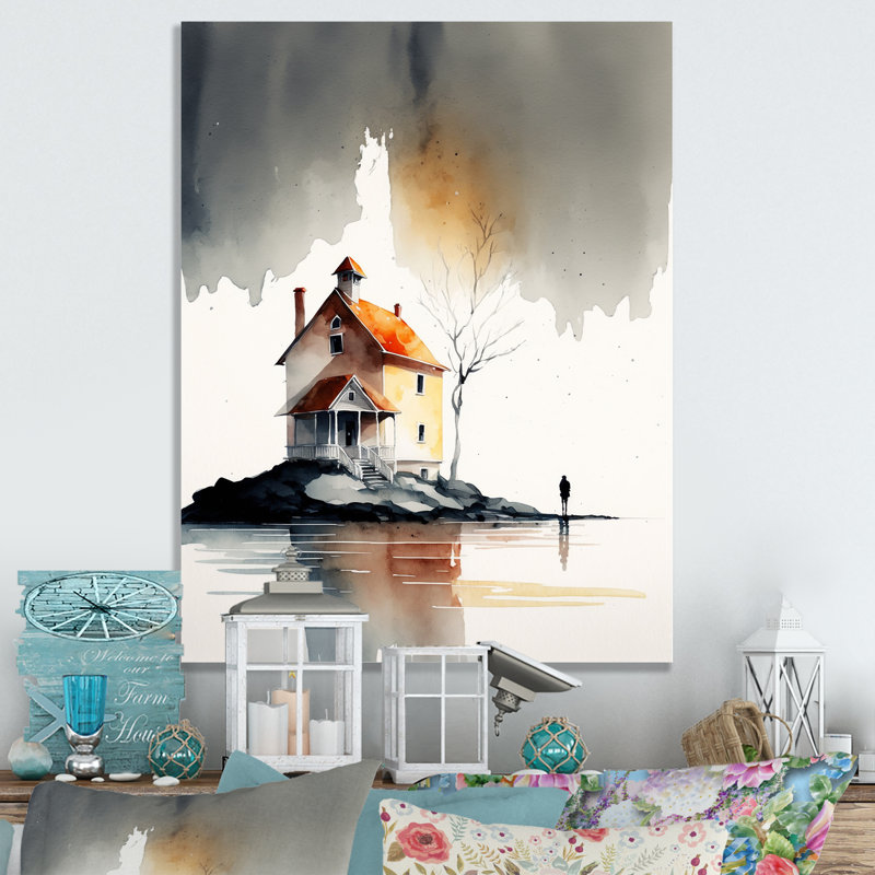 «Little Countryhouse By The Lake I», reproduction sur toile, H 20 po x l 12 po x P 1 po, Toile tendue