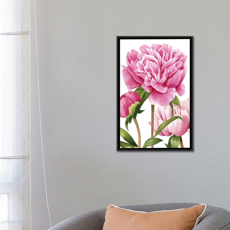 «Winsome Peony II», reproduction sur toile, H 48 po x l 32 po x P 1,5 po, Toile avec cadre noir