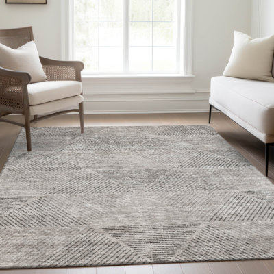 Tapis taupe en polyester tissé à la machine intérieur / extérieur Lummus