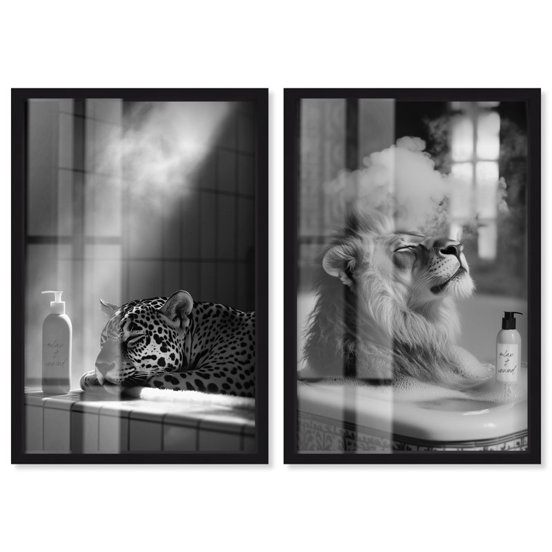 «Unwind Animal Set» par Art Remedy, Noir, H 17 po x l 24 po