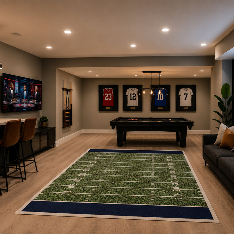 Friday Nights Dark Blue, Rectangle 5'4" x 7'8"