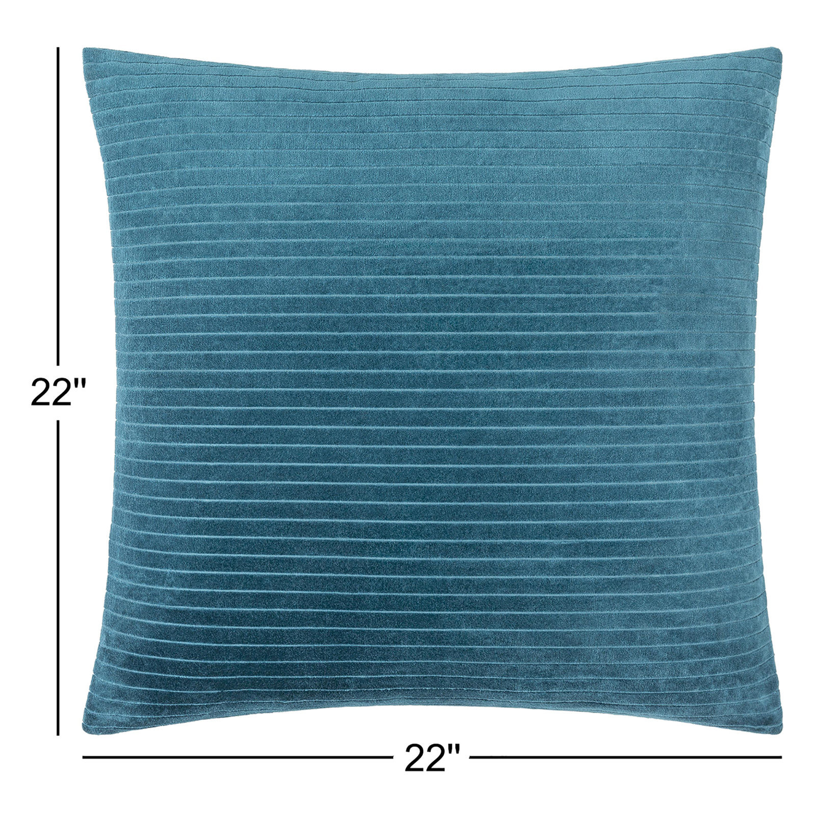 Cotton Throw Pillow, 22" x 22", Teal, Polyester/Polyfill