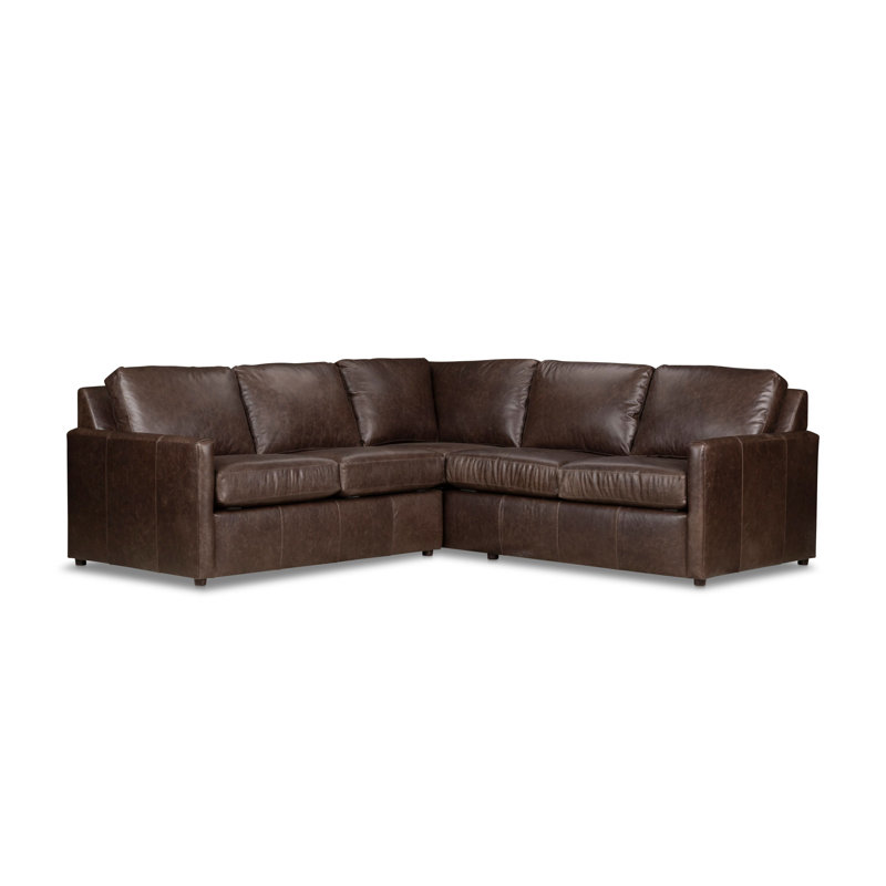 Savannah 2-Piece Genuine Leather Sectional, Bistro Rustic Genuine Leather
