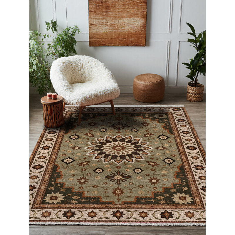 Tapis à motif floral en coton et polyester à imprimé numérique Jazeera, Tapis de couloir 3 pi 4 po x 10 pi 6 po