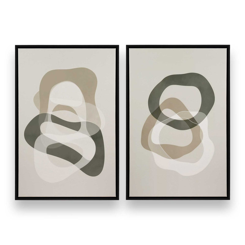 Ensemble de 2 imprimés Serene Loops, Cadre flottant noir satiné, 30 po x 20 po