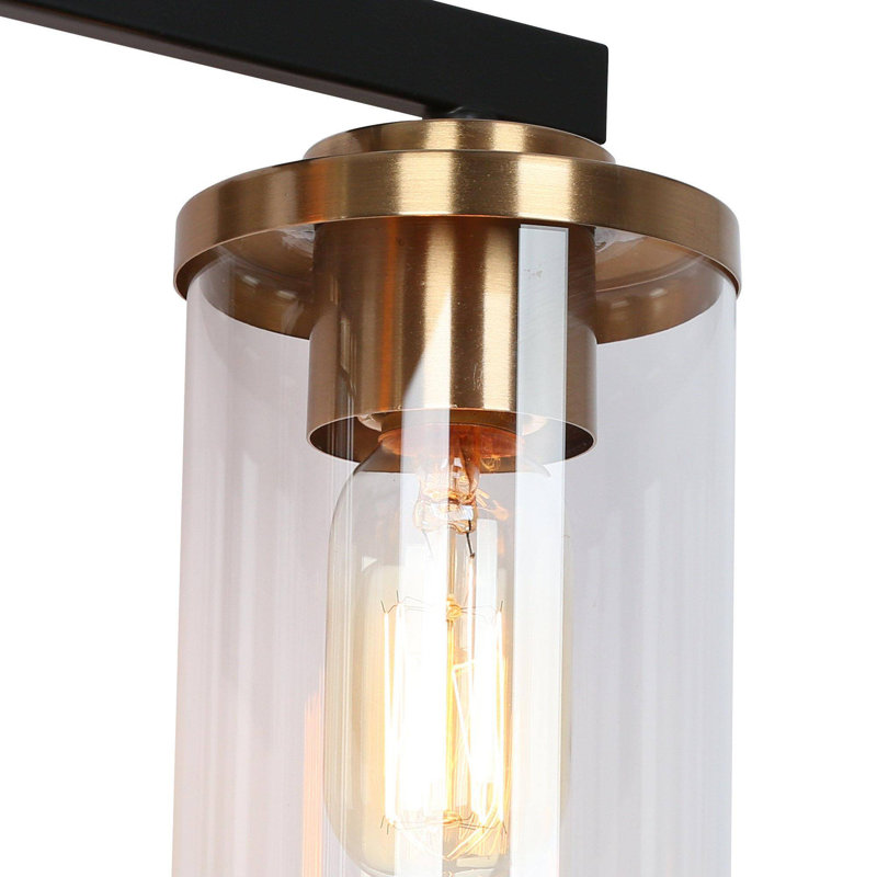 Marrina 3-Light Dimmable Black/Gold Bathroom Vanity Light, Black/Brass