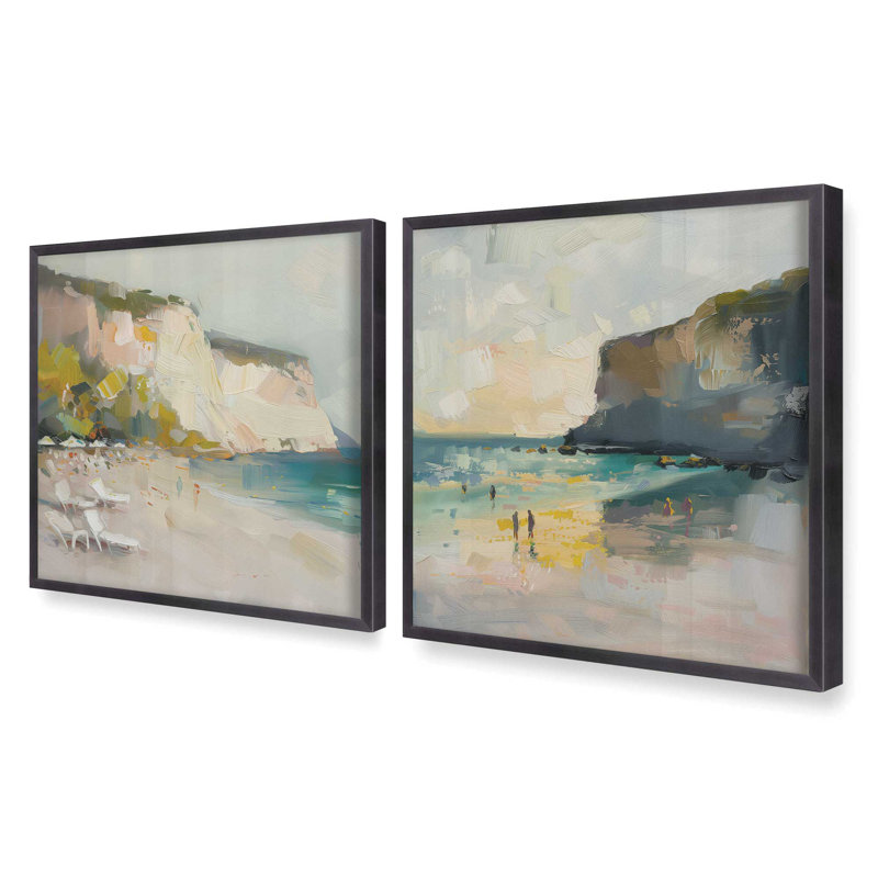 Ensemble de 2 pièces de sonate marine encadrée sur papier par Azure Artisanal Studio, Zinc patiné