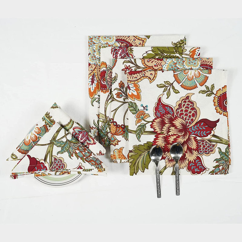 Napkins Fall Printed Cotton Cloth Napkin Reusable Boho Dinner Napkin Set