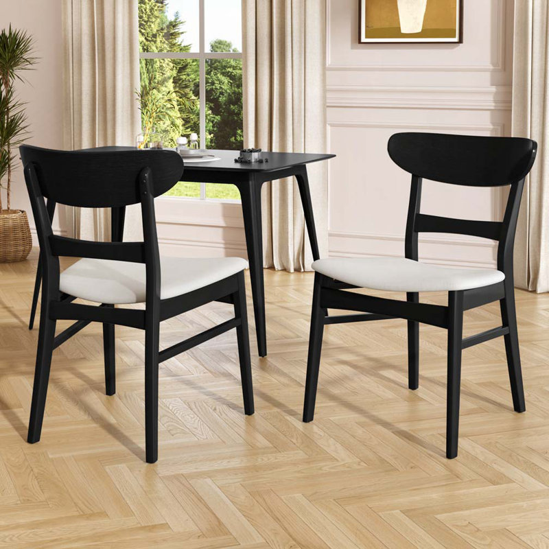 Chaise en bois, Noir, Beige clair