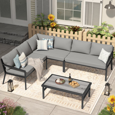 Justise 6 - Person Patio Conversation Sets with Cushions