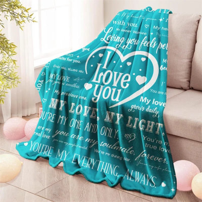 Valentine's Day Blanket Valentines Gifts for Men 40"X30" I Love You Soft Throw Blanket Anniversary Present for Boyfriend Husband from Girlfriend Wife Valentines Day Blanket for Him