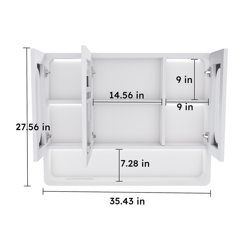 Armoire de salle de bain murale à miroir avec lumières DEL, anti-buée et anti-déflagrant, armoire à pharmacie tactile, éclairage 3 couleurs, désembueur, rangement avec verre transparent