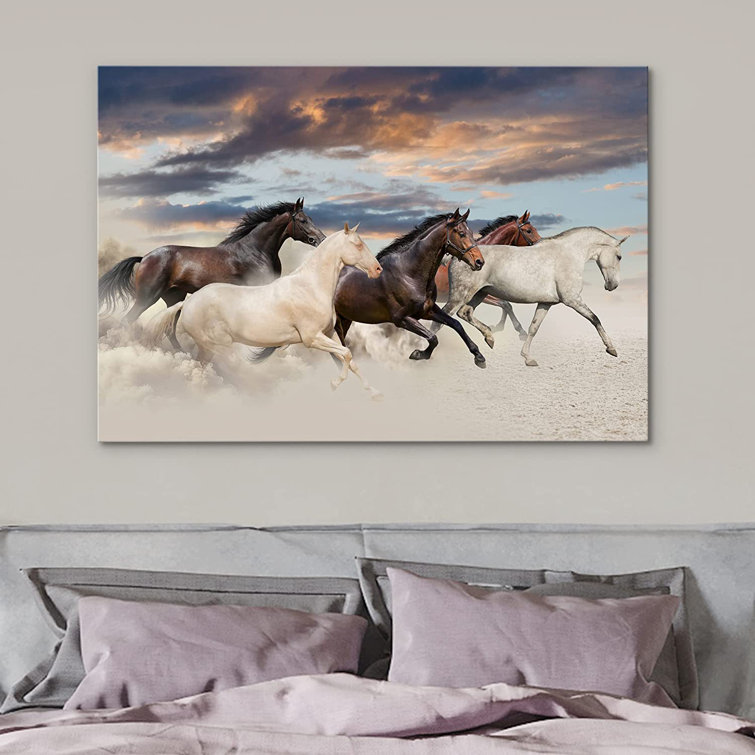 IDEA4WALL Canvas Print Wall Art Brown  White Horse Group At Sunset Animals  Wildlife Photography Modern Art Southwest Scenic Relax/Calm Warm For Living  Room, Bedroom, Office On Canvas Print  Reviews