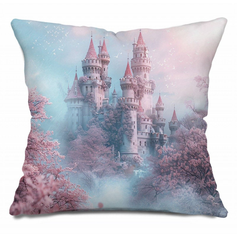 Coussin Trendy, Bleu / Rose, H 16 po x l 16 po
