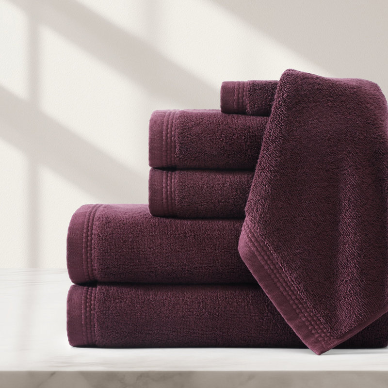 Egyptian Cotton Soft Border Towel Set, Mulberry