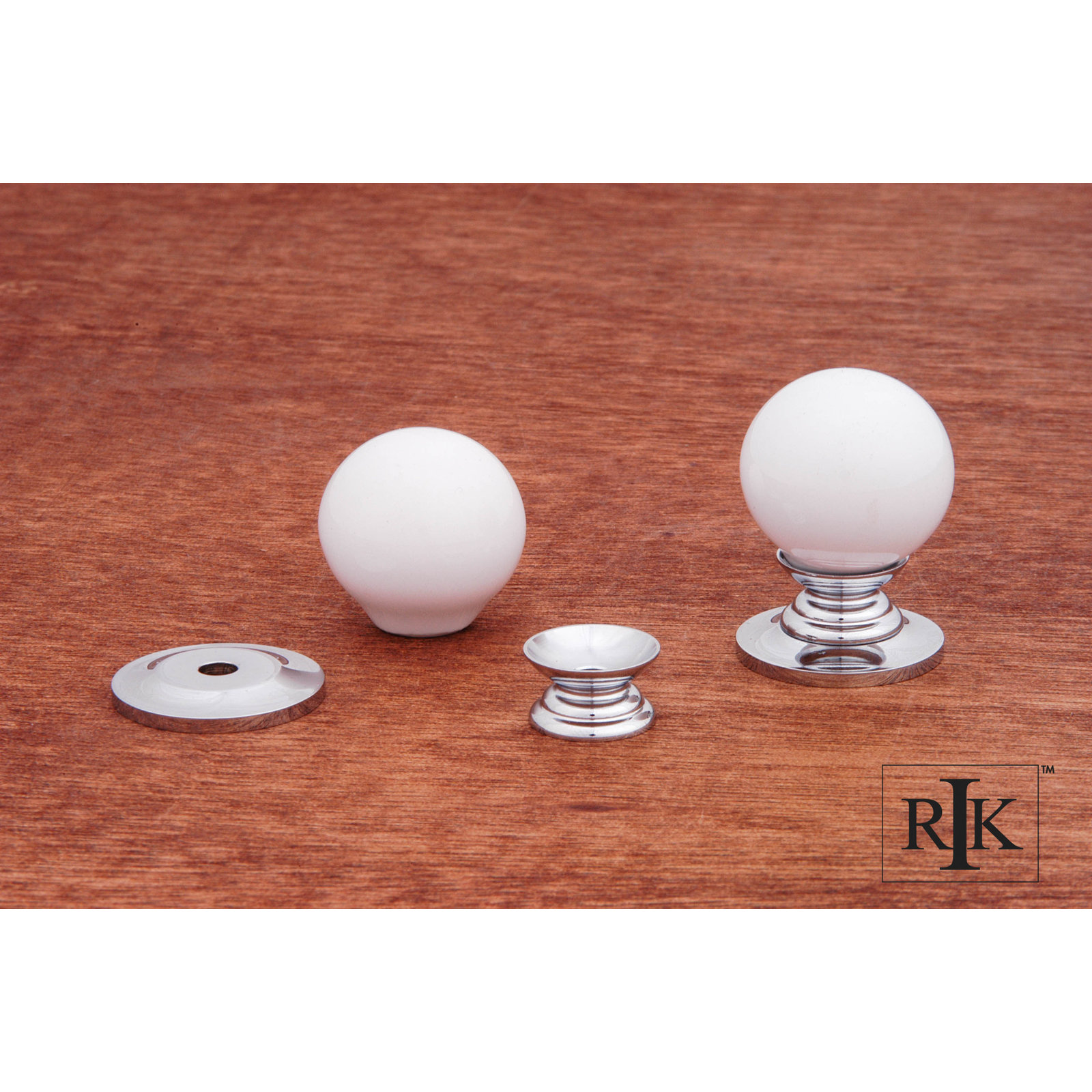 CK Series Globe Porcelain Cabinet Knob, White/Polished Chrome, 1"
