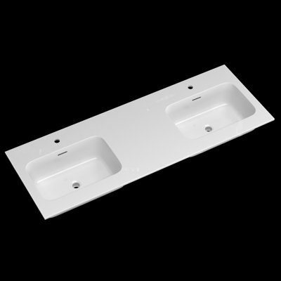 Comptoir de meuble-lavabo rectangulaire 60 po x P 22 po avec comptoir blanc pré-percé pour salle de bain