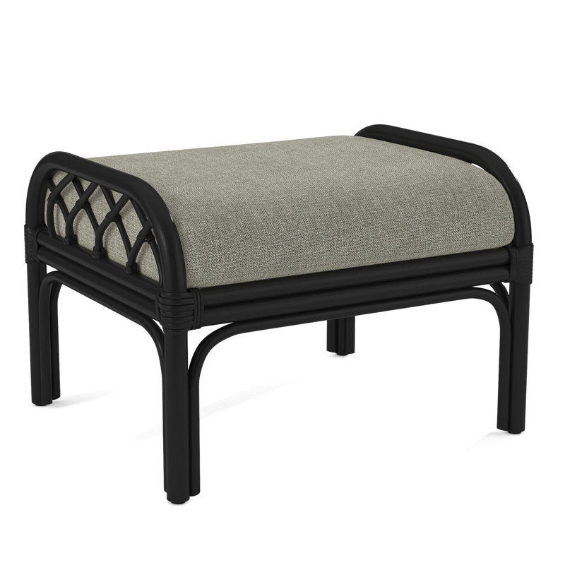 Edgewater Ottoman, Black, White Performance Fabric; 0851-94