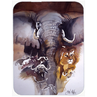 Caroline's Treasures Elephant, Lions and More Glass Cutting Board