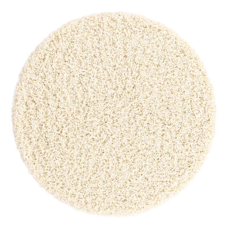 Tapis ivoire à poil long Eginhardt, Rond de 3 pi 1 po