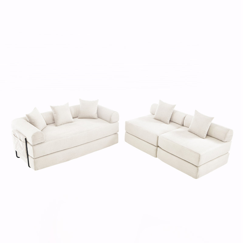 Canapé-lit Boneless, canapé-lit pliable sans assemblage, Beige