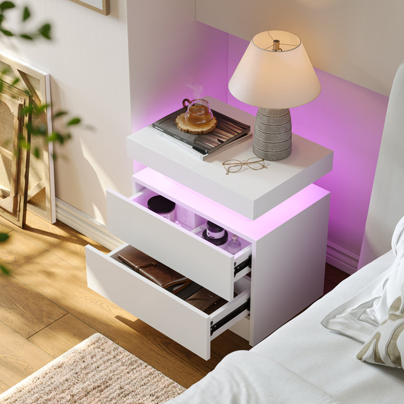 49cm W Bedside Table, White