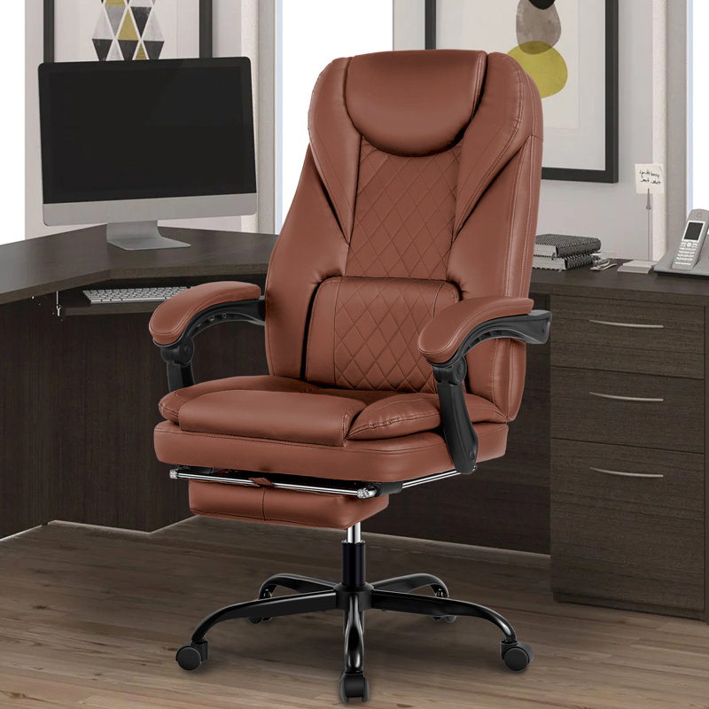 Azteca Ergonomic Executive Chair with Footrest, Brown