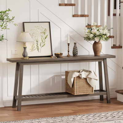 70.9" Extra Long Tier Console Table, Narrow Industrial Farmhouse Sofa & Entry Table for Hallway