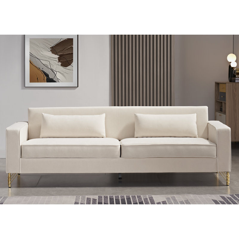 Canapé en velours de 85,8 po Nathally, Velours beige
