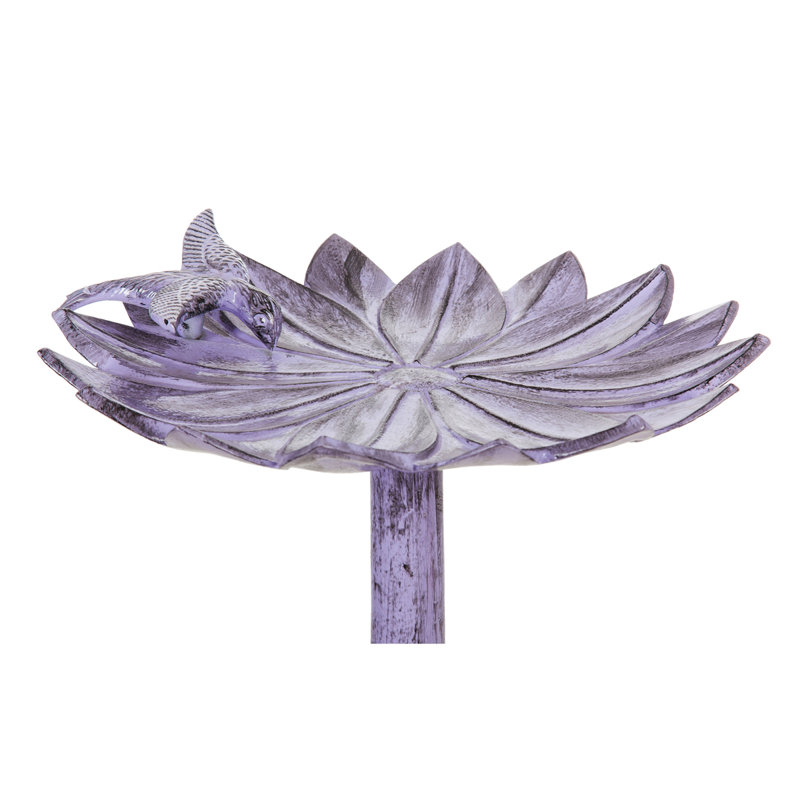 Baignoire d'oiseau mauve en métal 16 po