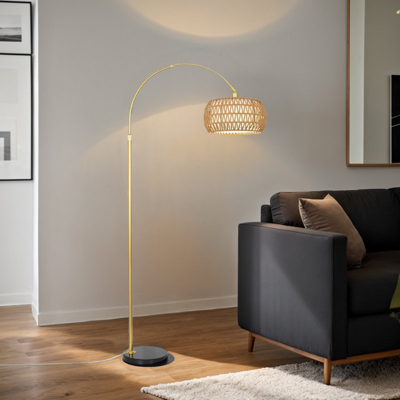 Lampe sur pied en rotin Arc, Or