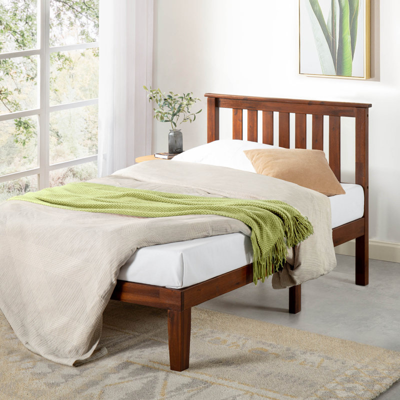 Lit plateforme en bois massif Travie, Double, Espresso
