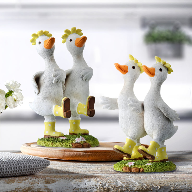 Ensemble de 4 figurines canards en résine