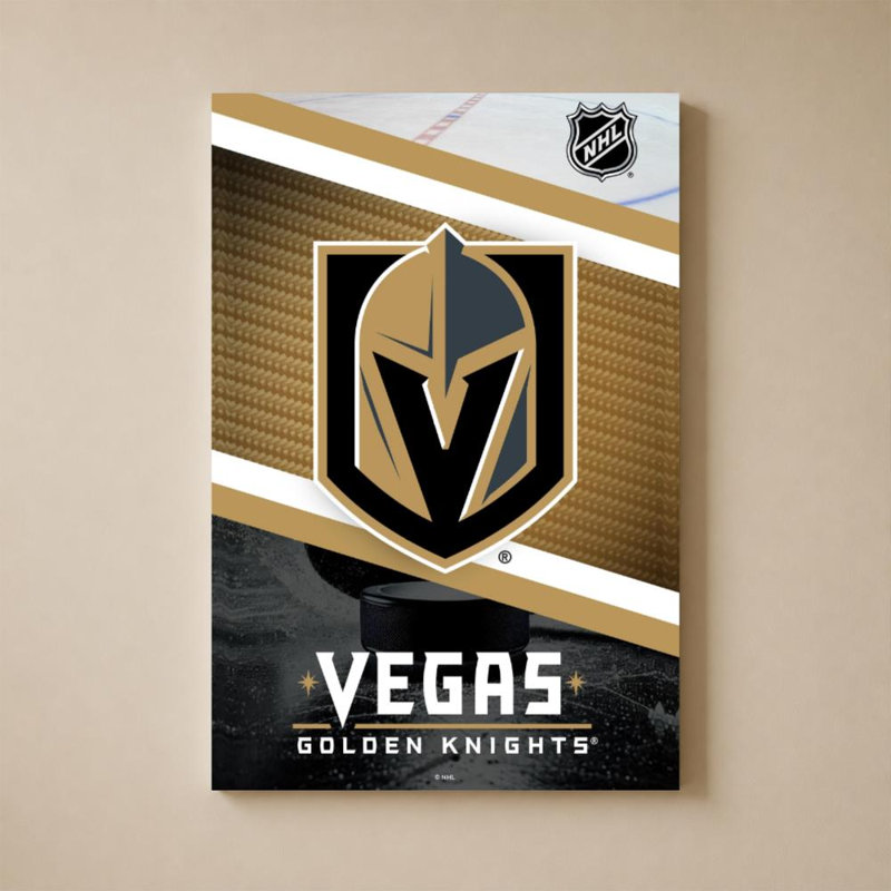Décoration murale des Golden Knights de Vegas (NHL), H 36 po x l 24 po, Toile tendue, Ne s’applique pas