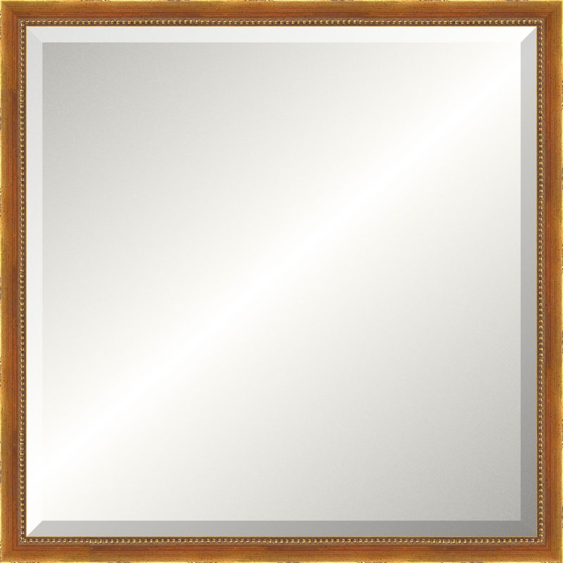 Antique Gold Beaded Mirror, Small Square