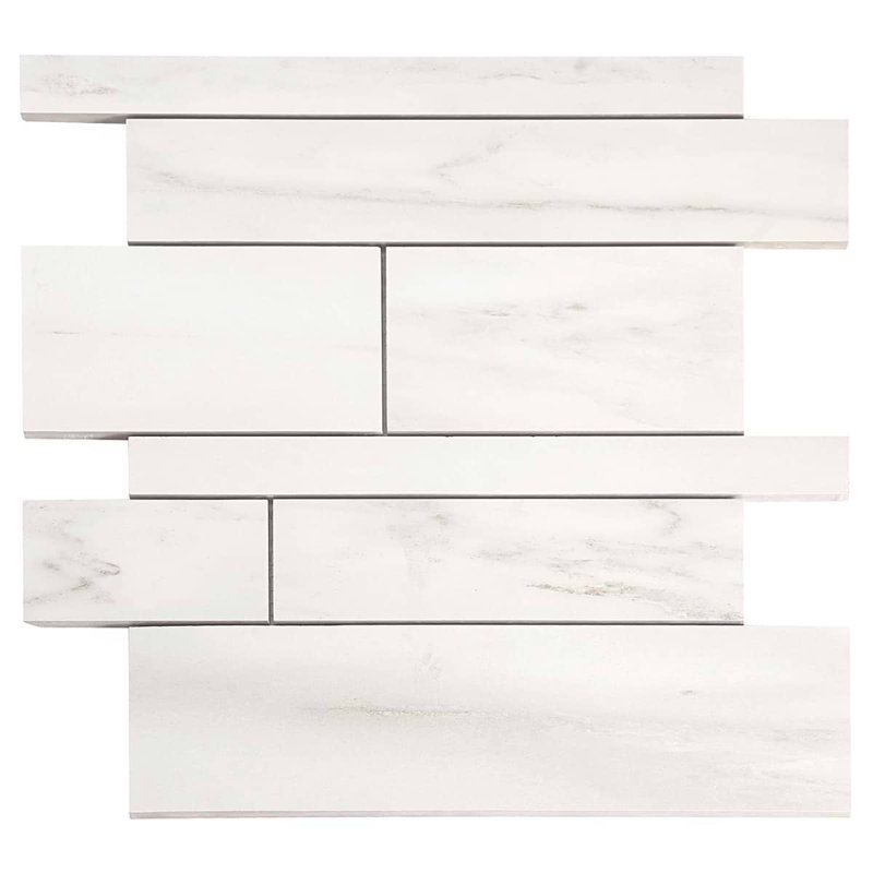 Dreamstone Railroad Porcelain Mosaic, Dolomite Snow Matte