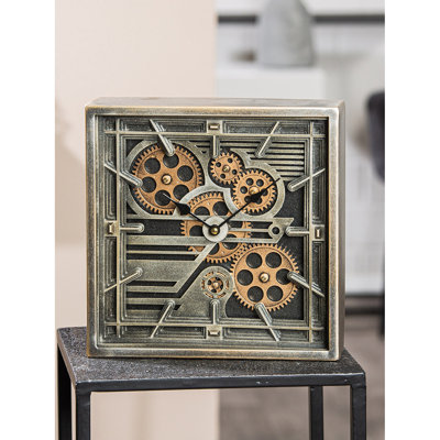 Metal Mechanical Tabletop Clock in Gold Silver Black