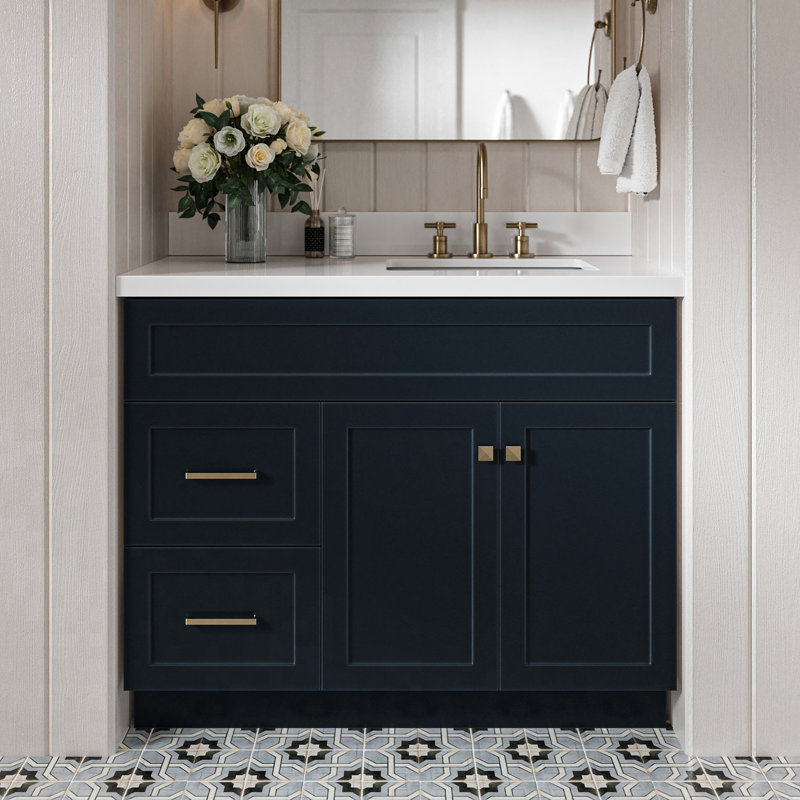 Meuble-lavabo simple 43 po Hamlet, Bleu minuit
