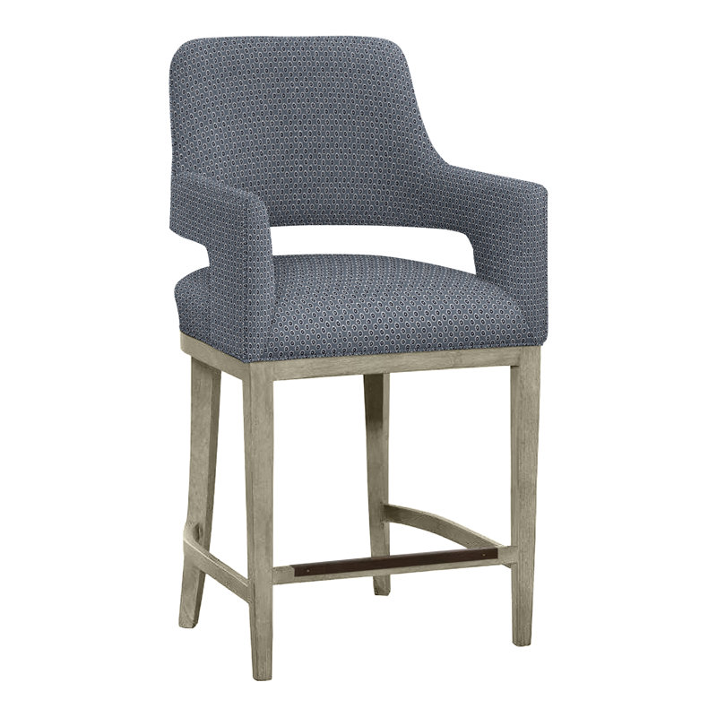 Tabouret de bar et de comptoir Josie, Amande chamois, Perigold Rise Indigo, Tabouret de comptoir (siège d'une hauteur de 26,5