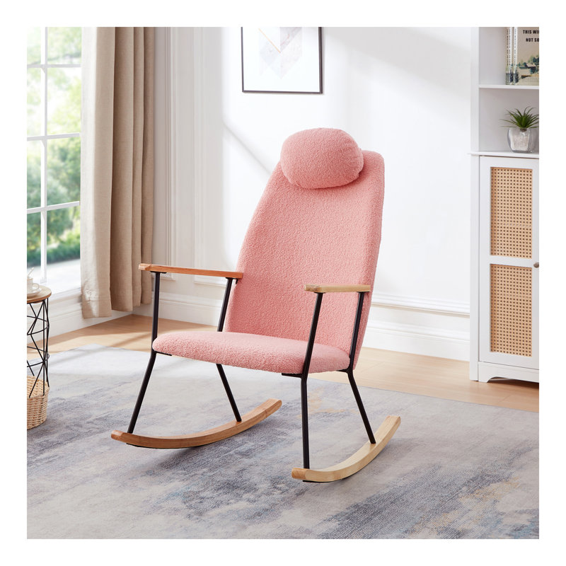 Chaise berçante, chaise d'appoint, chaise rembourrée avec dossier haut, Rose