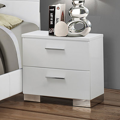 Table de chevet 2 tiroirs Sleek White