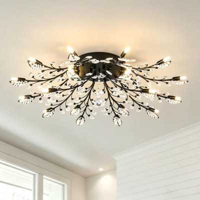 Modern Crystal Branch Flush Mount Ceiling Light 18-Light
