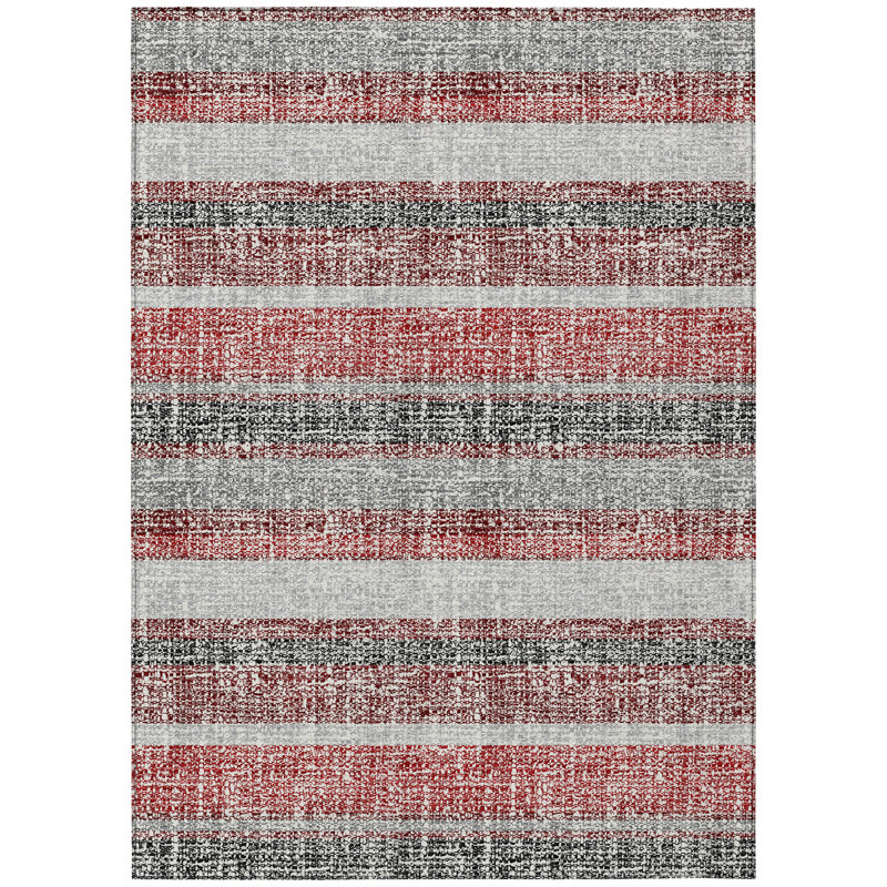 Machine Washable Indoor/Outdoor Xhevrie Burgundy Rug, Rectangle 2'6" x 3'10"