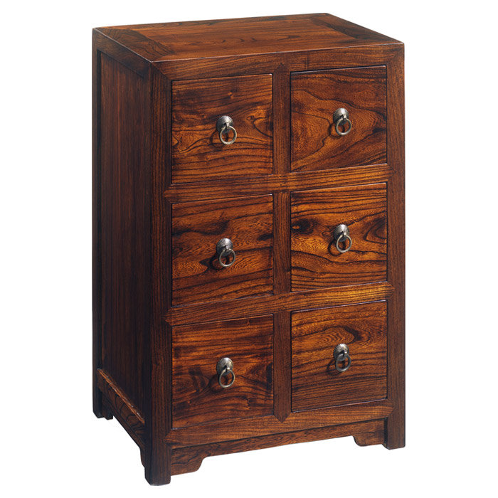 Hangzhou 45cm W Solid Wood Bedside Table, Warm Elm