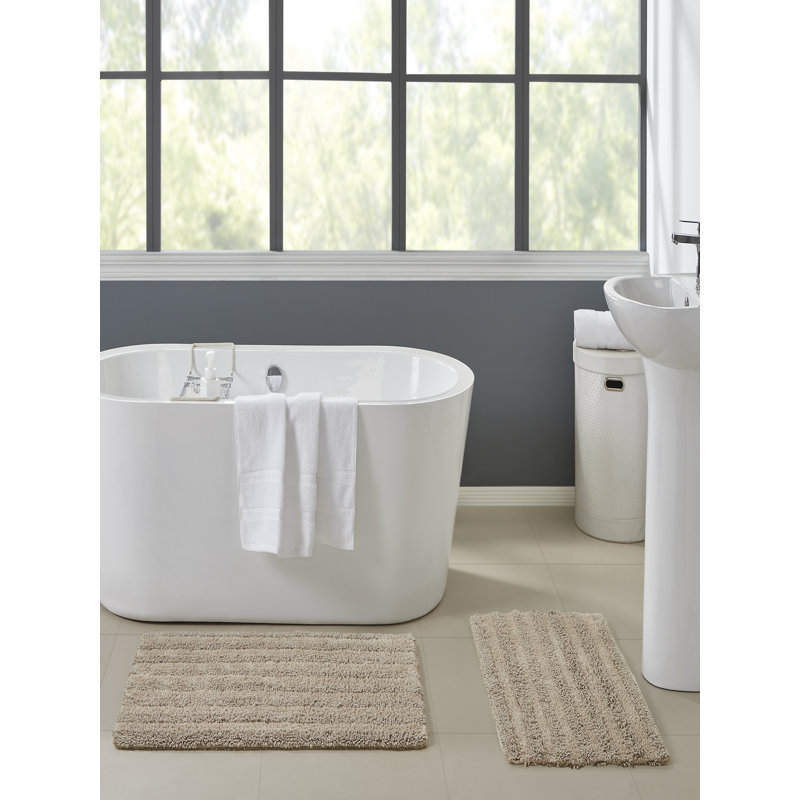 Genieve Cotton Blend Bath Rug, Linen